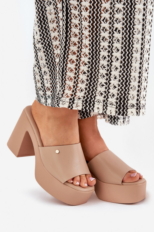 Pealiste omad Sussid eko-nahast kõrge jämeda kontsaga Ja platvorm Khakivärvi Tamirella