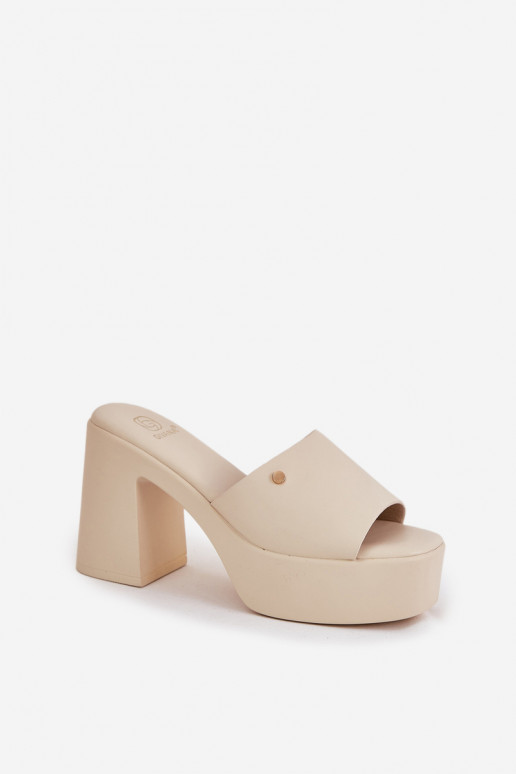 Pealiste omad Sussid eko-nahast kõrge jämeda kontsaga Ja platvorm Elevandiluu värvi Tamirella