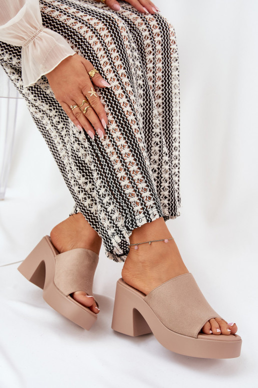 naiste plätud kõrge jämeda kontsaga Ja platvorm Khakivärvi Omeisa