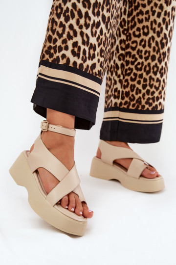 Pealistesandaalid platvormiga I Koturnie Eko Pealhk beeži värvi Tenzorus