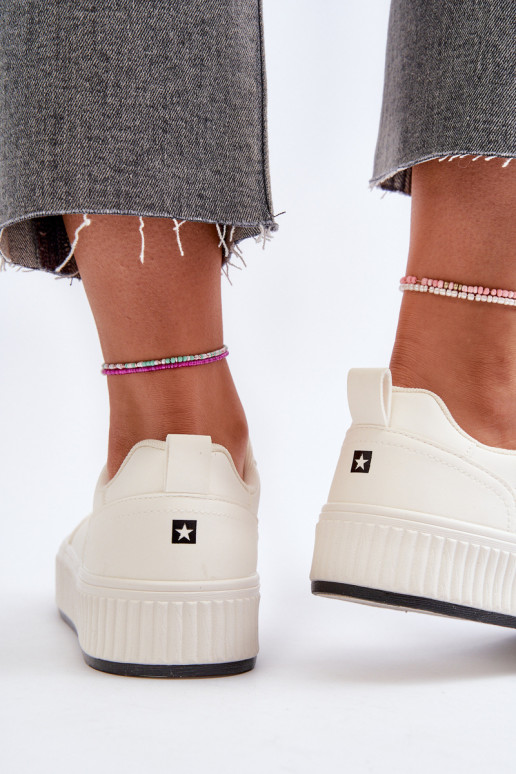 Sneakers tüüpi jalanõud Pealiste omad platvormiga Big Star NN274254 valget värvi Sneakers tüüpi jalanõud Pealiste omad platvormiga Big Star NN274254 valget värvi