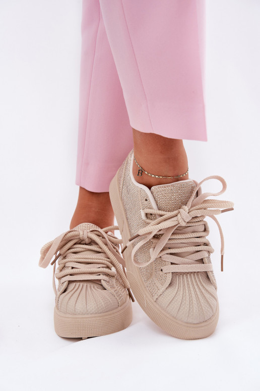 Tennised mudelis naistele kaunistustega platvormil liiva värvi Tennised mudelis naistele kaunistustega platvormil liiva värvi