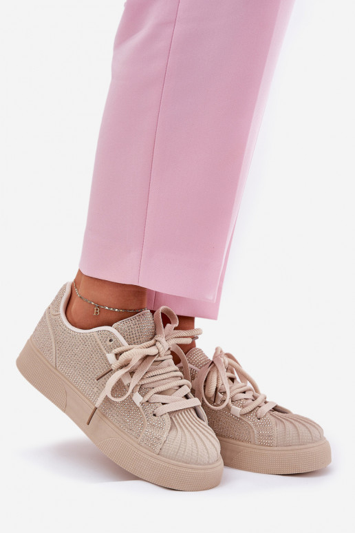 Tennised mudelis naistele kaunistustega platvormil liiva värvi Tennised mudelis naistele kaunistustega platvormil liiva värvi